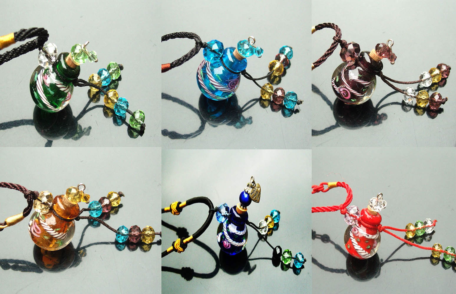 Murano Glass Perfume Flower Necklaces (with cord)