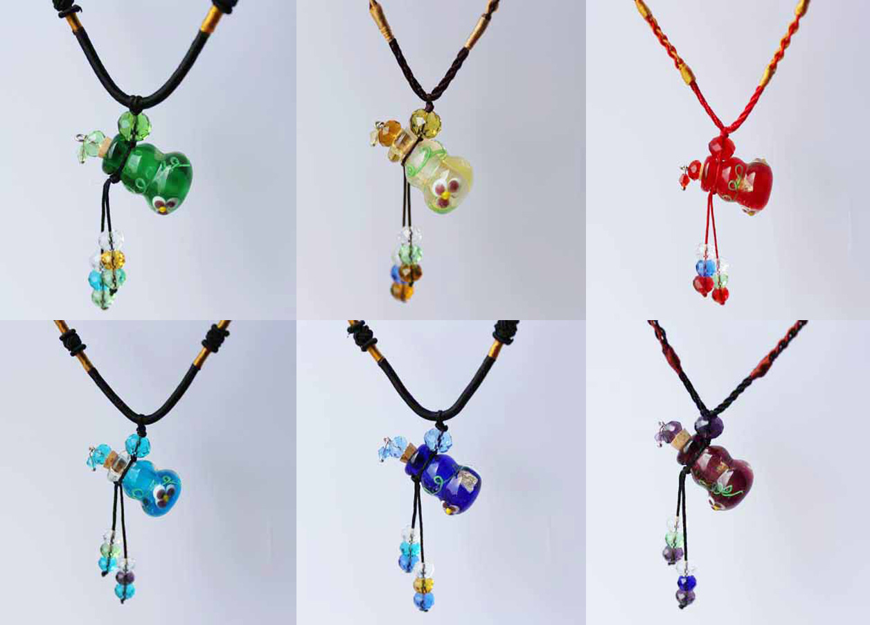 Murano Glass Perfume Necklace Bottle Gourd (with cord)