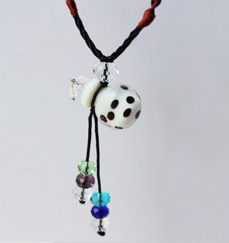 Murano Glass Perfume Necklace Leopard  (with cord)