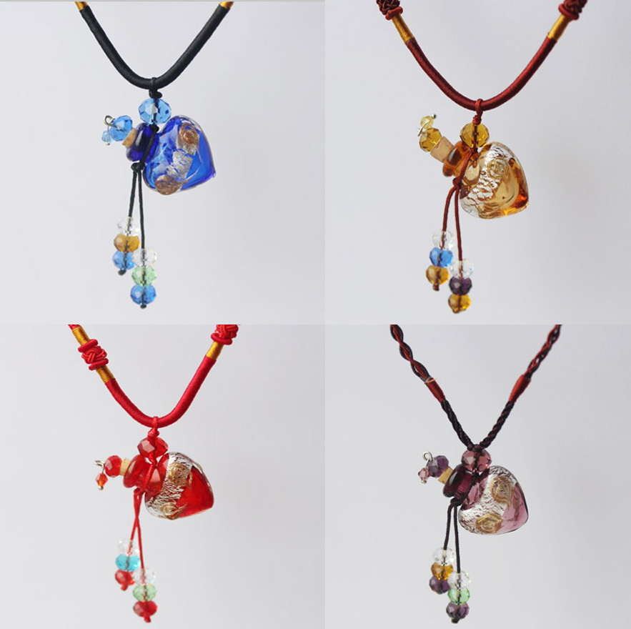 Murano Glass Perfume Necklace Heart To Heart (with cord)