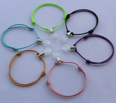 Glass Vial Bracelets With 6MM Heart Plain