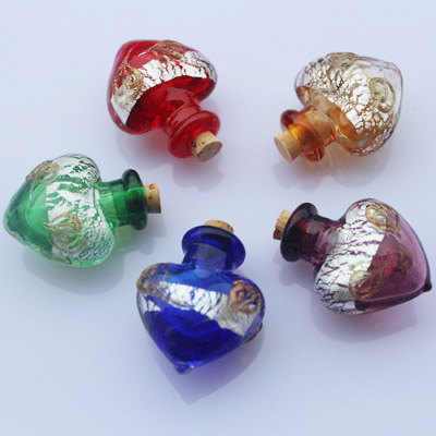 Murano Glass Essential Oil Vial Heart To Heart (25X28MM,0.25ML)