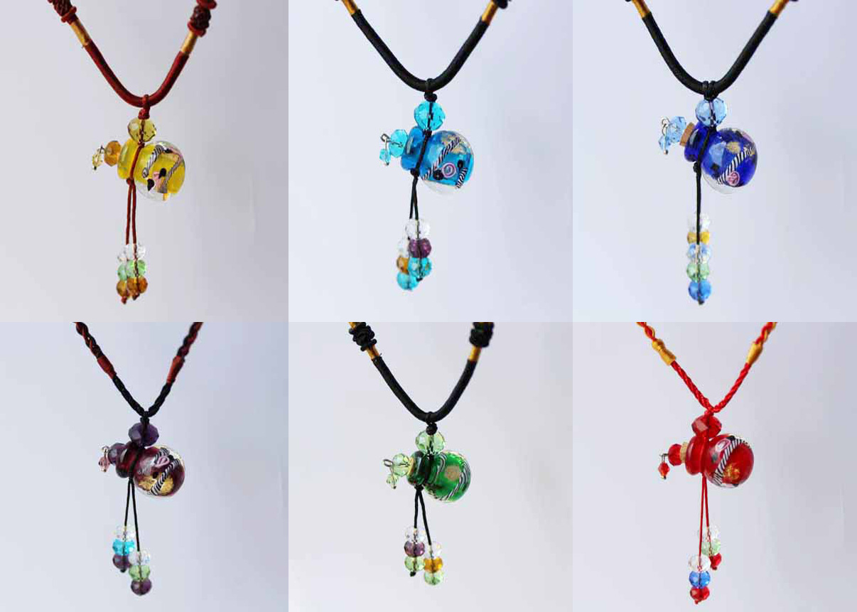 Murano Glass Perfume Flower Necklaces (with cord)