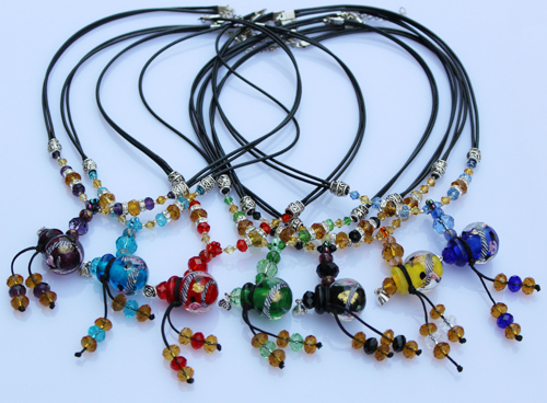 Murano Glass Perfume Flower Necklaces (with cord)