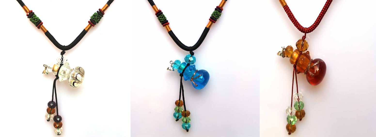 Murano Glass Perfume Necklace Bottle Gourd (with cord)