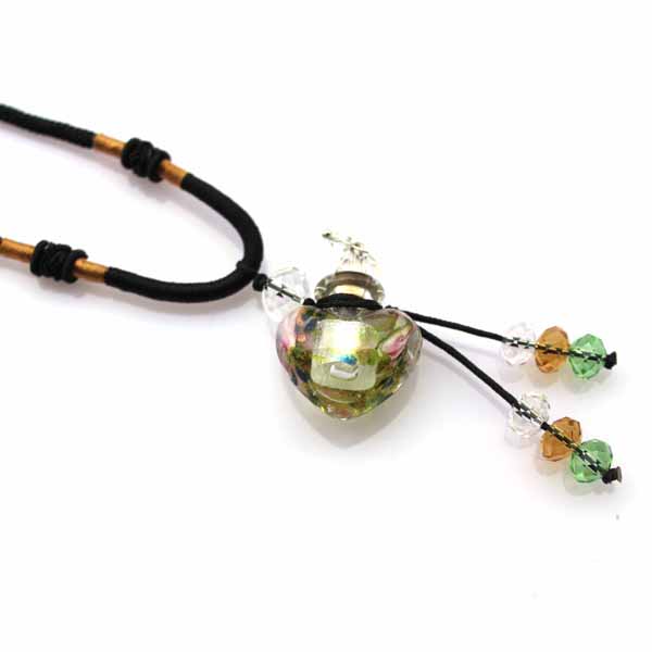 Murano Glass Perfume Necklace Heart (with cord)