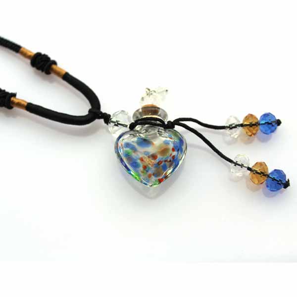 Murano Glass Perfume Necklace Heart (with cord)