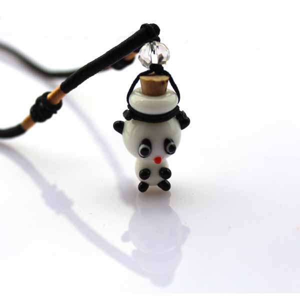 Murano Glass Perfume Necklace Lovely Panda (with cord)