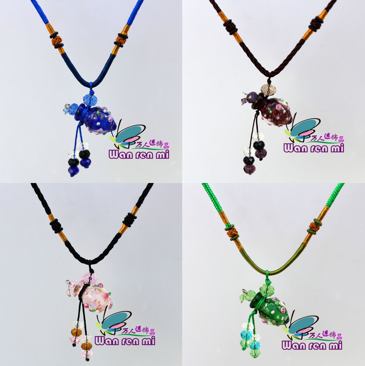 Murano Glass Perfume Flower Necklaces (with cord)