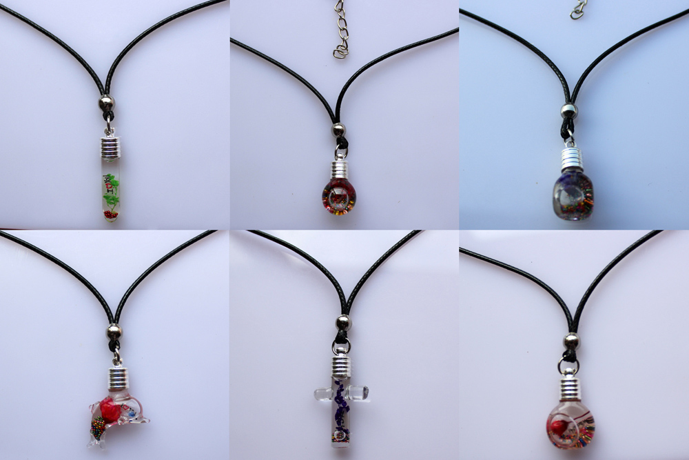 6MM Finished Rice Necklace(sold in per pack of assorted 10 glass vial designs)