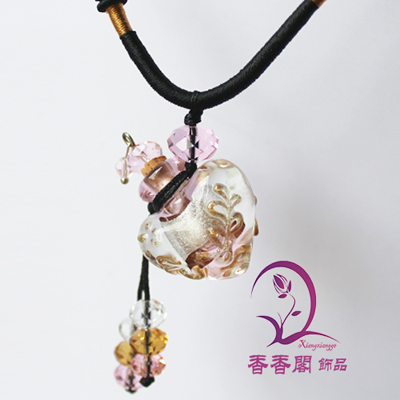 Murano Glass Perfume Necklace Heart (with cord)