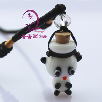 Murano Glass Perfume Necklace Lovely Panda (with cord)