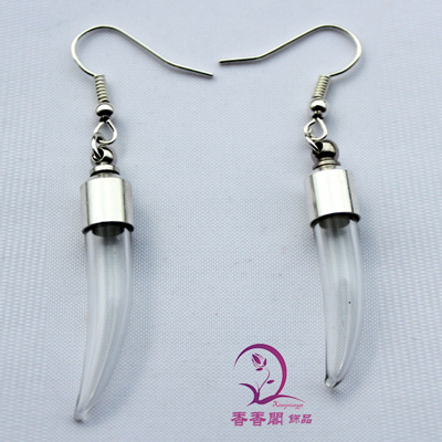 Premade Earrings(Sold in Per Pairs,6MM Shark's Tooth Preglued silver-plated screw caps)