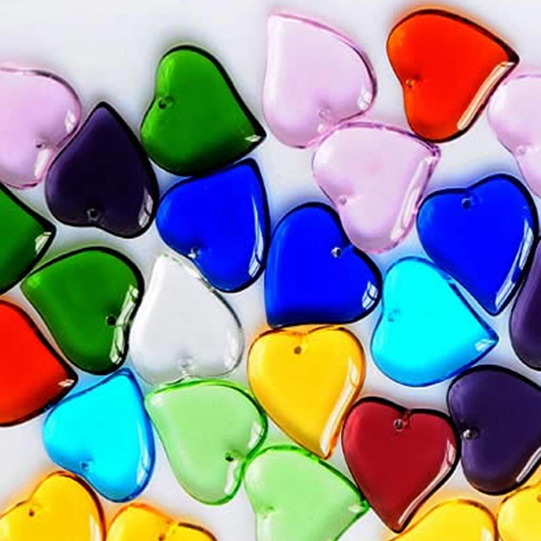 Flat Heart Gems Pendants For Carving (Assorted colors)