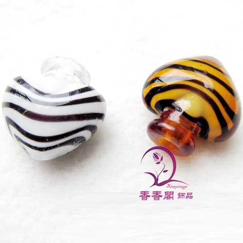 Murano Glass Essential Oil Vial Zebra Stripe Heart (25X27MM,0.50ML)
