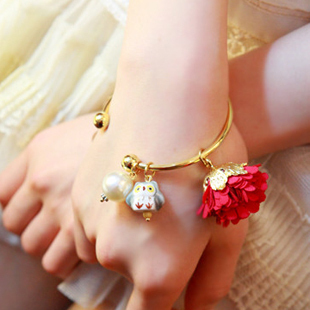 Sweet Flower Owl Pearl Bracelets