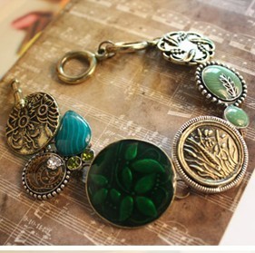 Vintage Bohemian Bronze Flower Charm Bracelets 