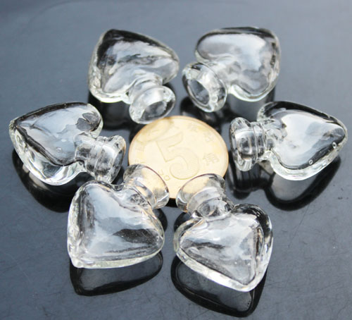 Murano Glass Essential Oil Vial Heart Clear (20X25MM,0.5ML)