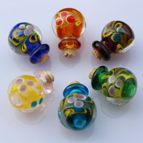 Murano Glass Essential Oil Vial Flower Ball (18X22MM,0.50ML)