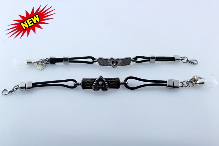 Leather Couple Bracelets (6MM Glass vial,Preglued silver-plated screw caps,sold in per pairs)
