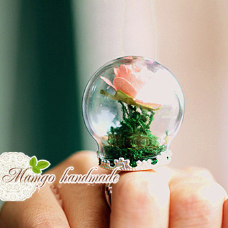 30MM Glass Globe Bubble Vial Rings(Assorted Ring Base Colors)