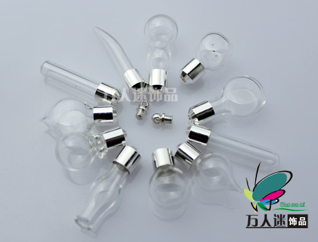 6MM Glass vials(Preglued silver-plated screw caps,assorted designs)