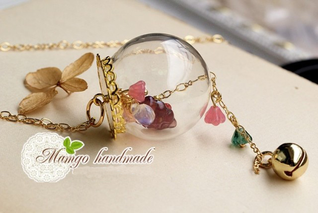 30MM Ball Glass Globe Necklaces(Assorted Pendant Base Colors)