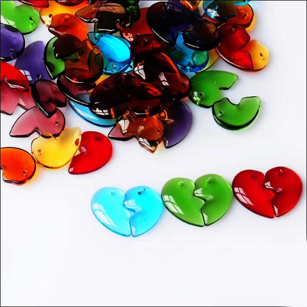 Love Heart Gems Pendants For Carving (Sold In Per Pairs,Assorted colors)