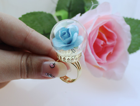 30MM Glass Globe Rings(Assorted Crown Ring Base Colors)