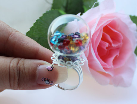 25MM Glass Globe Rings(Assorted Lace Ring Base Colors)