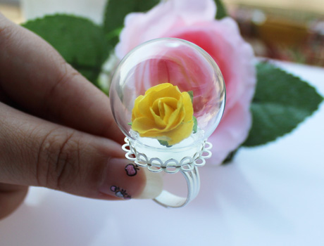 30MM Glass Globe Rings(Assorted Lace Ring Base Colors)
