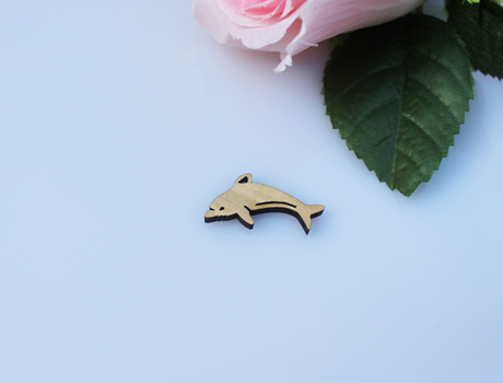 28X13MM Wooden Charms Dolphin