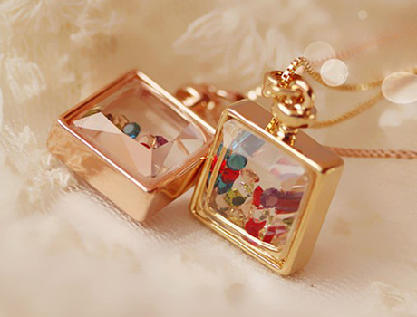21x15MM 2013 Hot Multicolour Crystal Square Wishing Bottle Necklaces