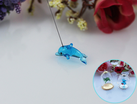 15x8MM Dolphin With Hanging Iron Wire