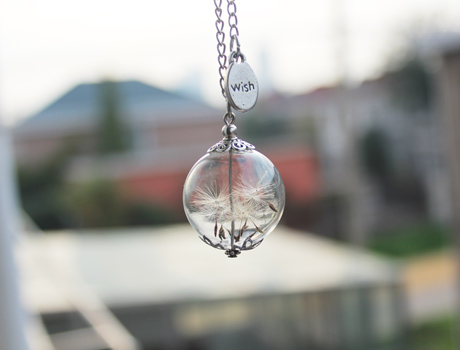 20/25/30MM Dandelion Real Seed Glass Bulb Wish Necklace