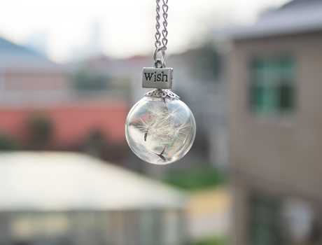 16/18/20/25MM Dandelion Real Seed Glass Bulb Wish Necklace