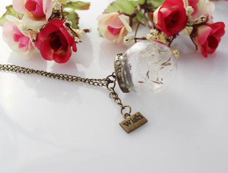 30MM Dandelion Real Seed Glass Bulb Wish Necklace
