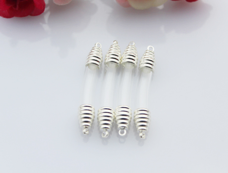 6MM Curve Tube For Rice Bracelets(silver-plated cone caps)