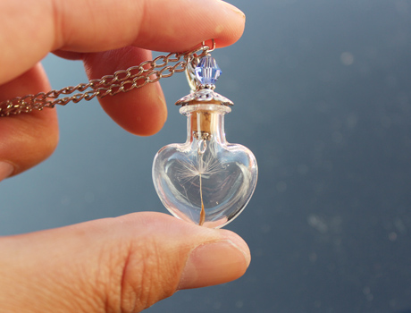 20x20MM Mini Bottle Dandelion Necklace