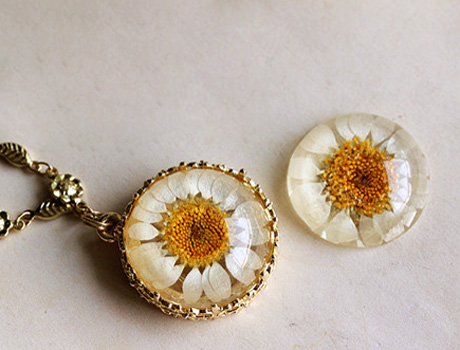 25MM Round Real Flower Necklace pendant (Mixed colors)