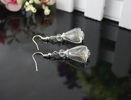 17X15MM Glass Bottle Dandelion earrings