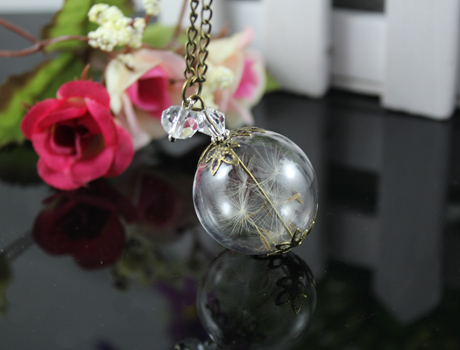 25MM Dandelion Real Seed Glass Bulb Necklace