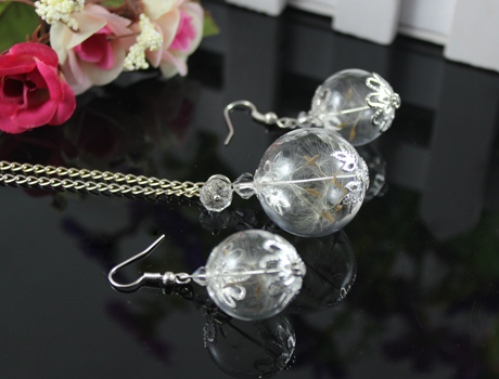 25MM Ball Dandelion seed necklace and earring