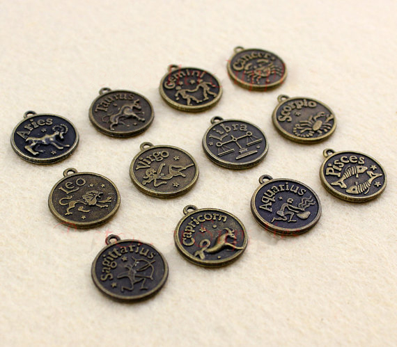 18X20MM Zodiac necklace pendant star sign(sold with per package of 12pcs)