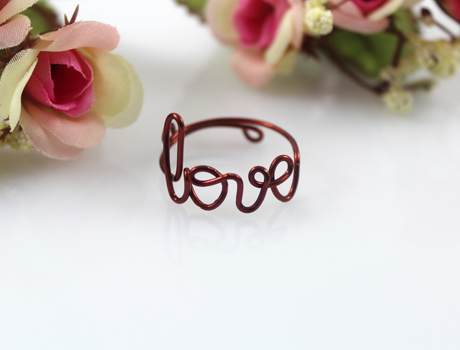 copper wire love heart ring