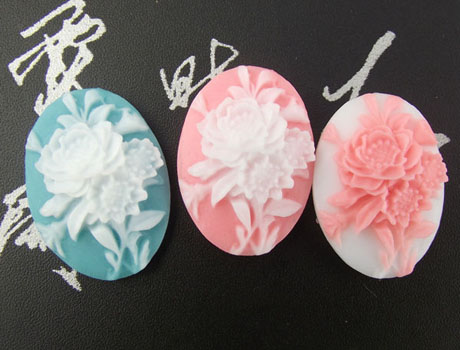 18X25mm Rose Resin Flower Cameos(Assorted colors)