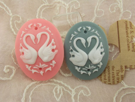 32X41mm Oval Flatback Resin Relief swan(Assorted colors) 