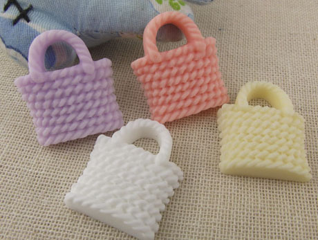 16X18/23X26mm Resin Pink Basketweave Handbag Cameo(Assorted sizes and colors) HD306