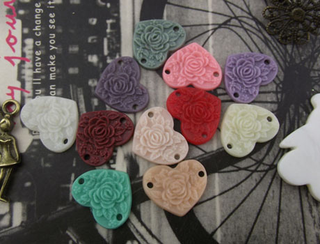 15mm Heart Flower Cabochons(Assorted colors)