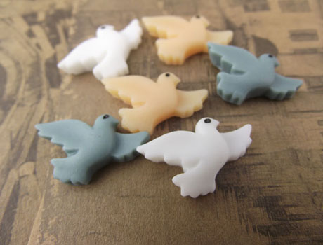 13X21mm Resin Cabochon Dove Bird(Assorted colors)